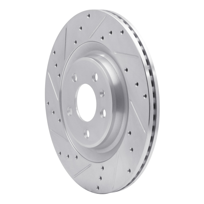 Audi A7 Quattro Brake Rotor (1) - Rear Left - R1 Concepts - Drilled & Slotted - Silver - `08-`25